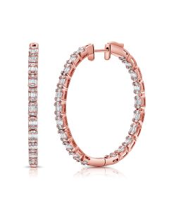 2.38CT BAGUETTES AND ROUND DIAMOND HOOP EARRINGS