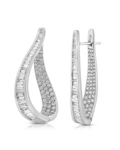 3.54CT BAGUETTES AND DIAMOND HOOP EARRINGS