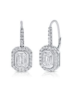 1.84CT PIE CUT AND ROUND SHAPE DIAMOND LEVERBACK EARRING