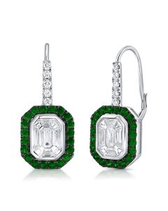 1.63CT EMERALD, PIE CUT AND DIAMOND LEVERBACK EARRING