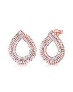 4.12CT BAGUETTES AND ROUND DIAMOND FRONT FACING HOOP EARRINGS