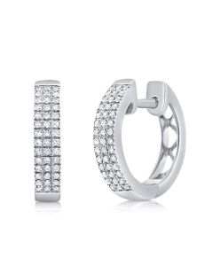 .17CT DIAMOND THREE ROW HUGGIE EARRINGS
