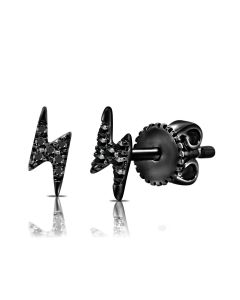 .06CT BLACK DIAMOND LIGHTNING BOLT STUD EARRINGS