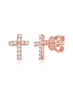 .05CT DIAMOND CROSS STUD EARRINGS