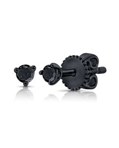 .10CT BLACK DIAMOND SOLITAIRE STUD EARRINGS