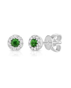 .17CT EMERALD AND DIAMOND STUD EARRINGS