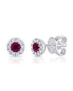 .18CT RUBY AND DIAMOND STUD EARRINGS