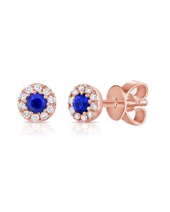 .20CT SAPPHIRE AND DIAMOND STUD EARRINGS