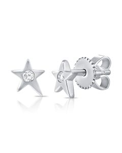 .06CT DIAMOND STAR STUD BEZEL EARRINGS