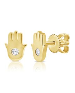 .05CT DIAMOND HAMSA STUD EARRINGS