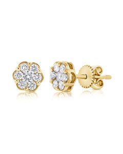 .37CT DIAMOND FLOWER STUD EARRINGS