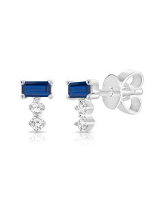 .21CT SAPPHIRE AND DIAMOND STUD EARRINGS