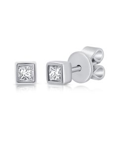 .11CT PRINCESS SHAPE DIAMOND SOLITAIRE STUD EARRINGS