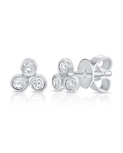 .13CT DIAMOND TRIANGLE BEZEL SET  STUD EARRINGS