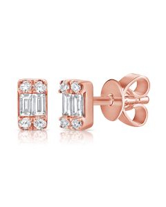 .10CT BAGUETTES AND ROUND DIAMOND STUD EARRINGS