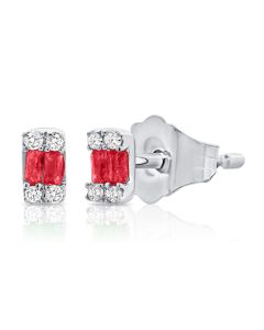 .09CT RUBY AND DIAMOND STUD EARRINGS