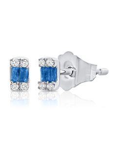 .08CT SAPPHIRE AND DIAMOND STUD EARRINGS