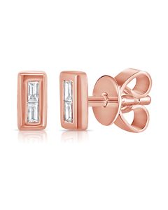 .06CT BAGUETTE DIAMOND CHANNEL SET STUD EARRINGS