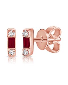 .05CT RUBY AND DIAMOND STUD EARRINGS