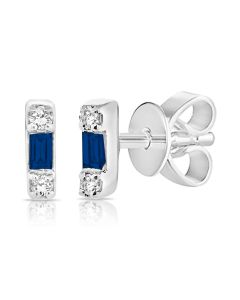 .06CT SAPPHIRE AND DIAMOND STUD EARRINGS