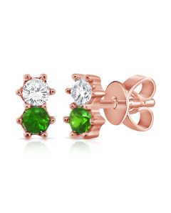.24CT EMERALD AND DIAMOND STUD EARRINGS