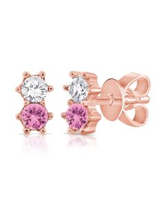 .22CT PINK SAPPHIRE AND DIAMOND STUD EARRINGS