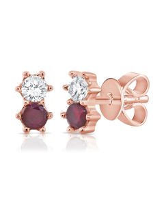 .26CT RUBY AND DIAMOND STUD EARRINGS