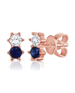 .22CT SAPPHIRE AND DIAMOND STUD EARRINGS