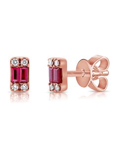 .21CT RUBY AND DIAMOND STUD EARRINGS