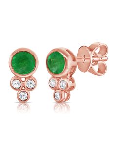 .56CT EMERALD AND DIAMOND STUD EARRINGS