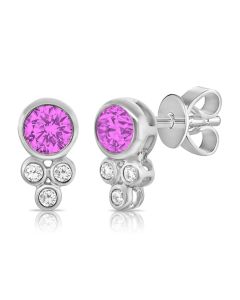 .39CT PINK SAPPHIRE AND DIAMOND STUD EARRINGS