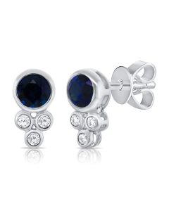 .56CT SAPPHIRE AND DIAMOND STUD EARRINGS