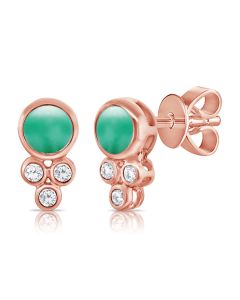 .40CT TURQUOISE AND DIAMOND STUD EARRINGS