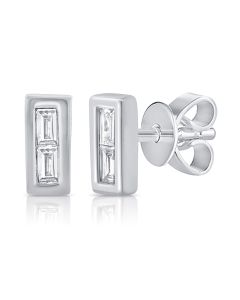 0.10CT BAGUETTE DIAMOND CHANNEL SET STUD EARRINGS