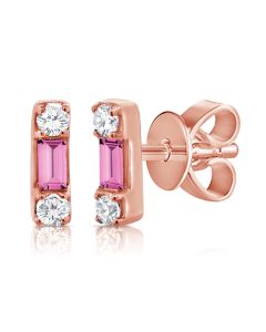 .15CT PINK SAPPHIRE AND DIAMOND STUD EARRINGS