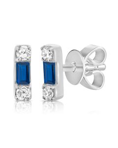 .13CT SAPPHIRE AND DIAMOND STUD EARRINGS