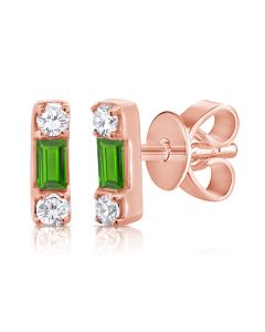 .11CT GREEN TSAVORITE AND DIAMOND STUD EARRINGS