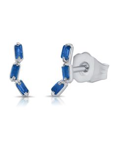 .12CT SAPPHIRE BAR STUD EARRINGS