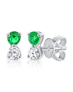 .22CT EMERALD AND DIAMOND STUD EARRINGS