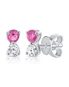 .27CT PINK SAPPHIRE AND DIAMOND STUD EARRINGS