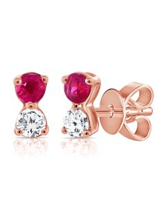 .25CT RUBY AND DIAMOND STUD EARRINGS