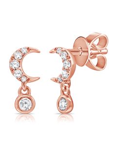 .09CT DIAMOND MOON BEZEL STUD EARRINGS