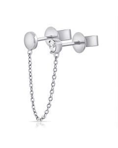 .04CT DIAMOND SOLITAIRE STUD WITH CHAIN EARRINGS