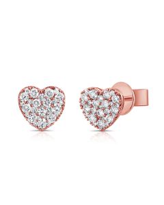 0.54CT DIAMOND HEART STUD EARRINGS