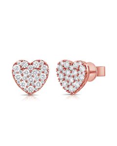 0.91CT DIAMOND HEART STUD EARRINGS