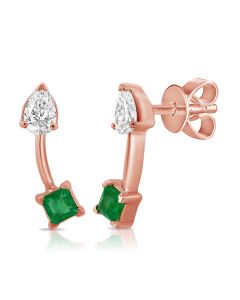 .33CT EMERALD AND DIAMOND DROP EARRINGS