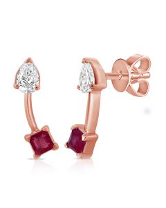 .33CT RUBY AND DIAMOND DROP EARRINGS