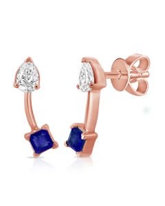 .33CT SAPPHIRE AND DIAMOND DROP EARRINGS