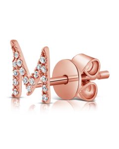 .05CT DIAMOND INITIAL M STUD EARRINGS