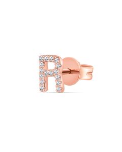 .05CT DIAMOND INITIAL R STUD EARRINGS